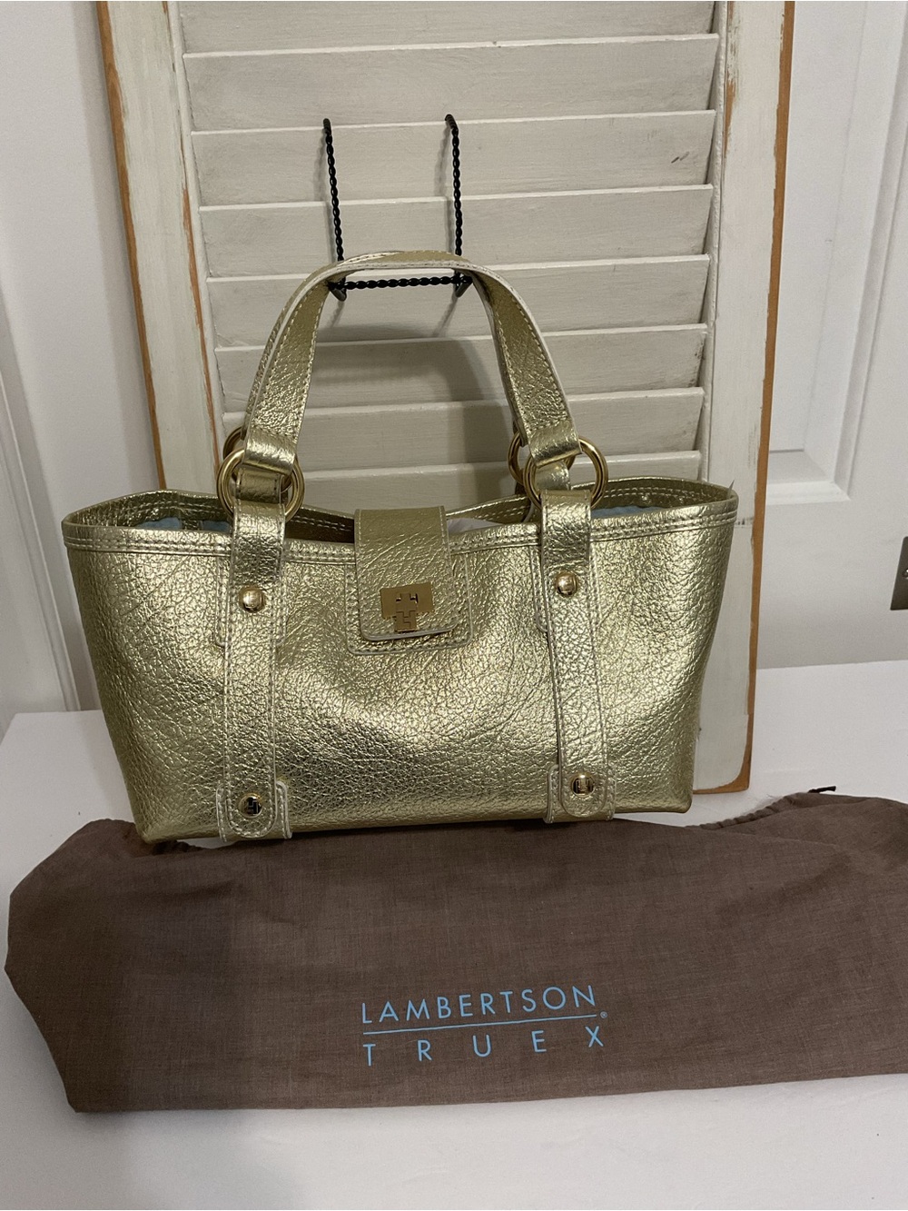 Lamberton Truex Metallic Pebbled Leather Tote